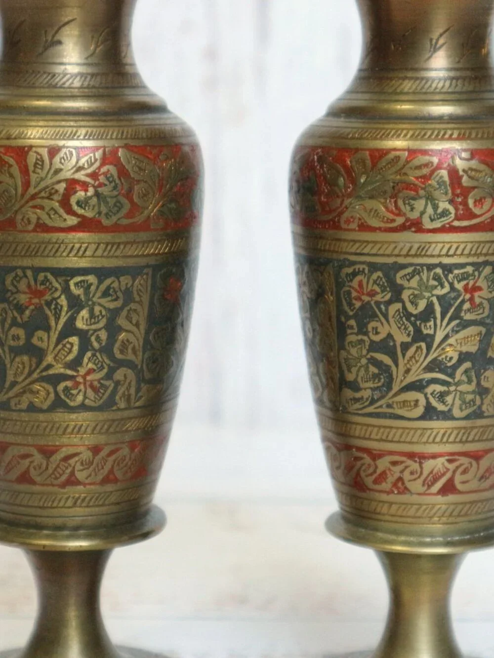 Vintage Brass Vases or Candlestick Set (6